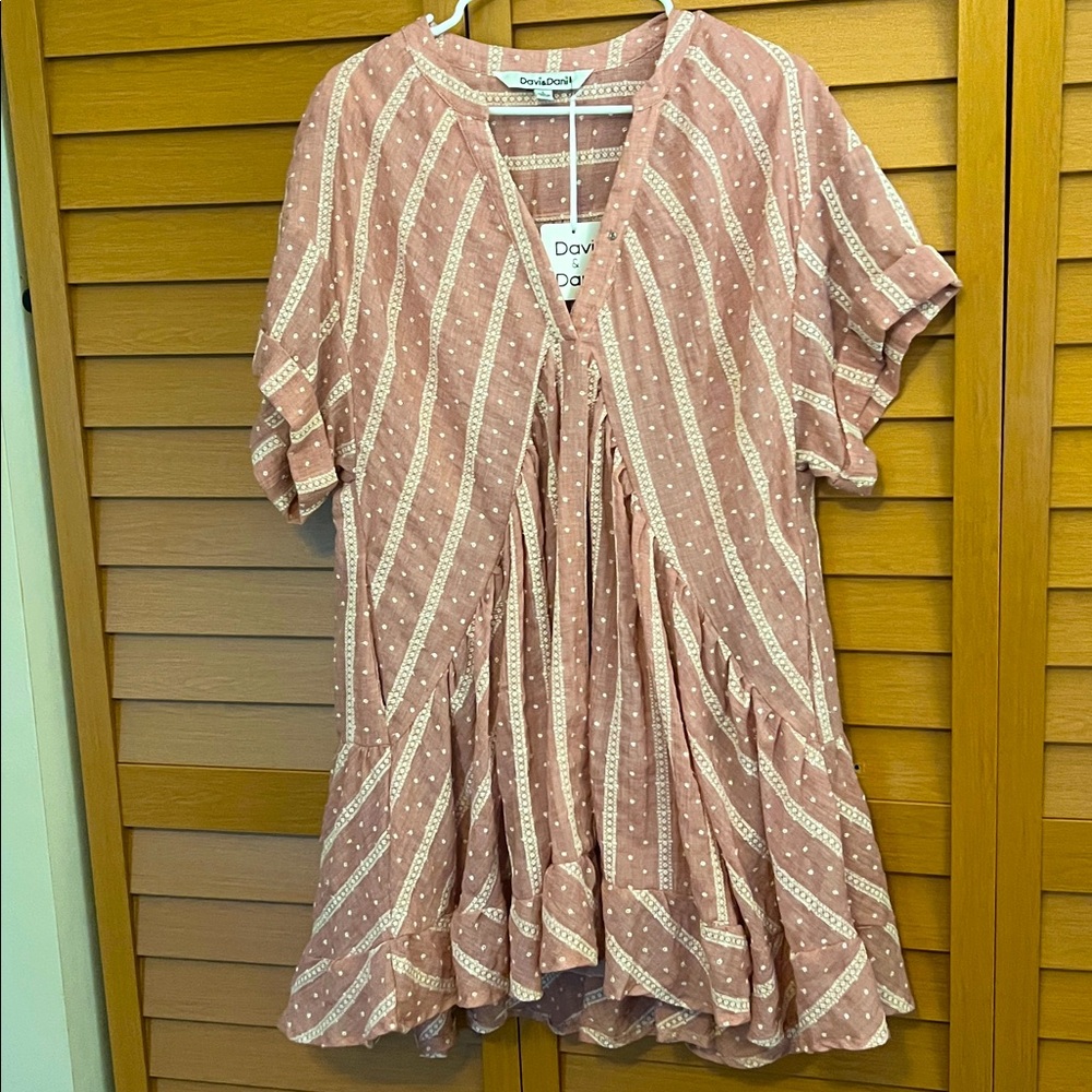 DAVI & DANI Dusty Pink Embroidered Dress New with tag